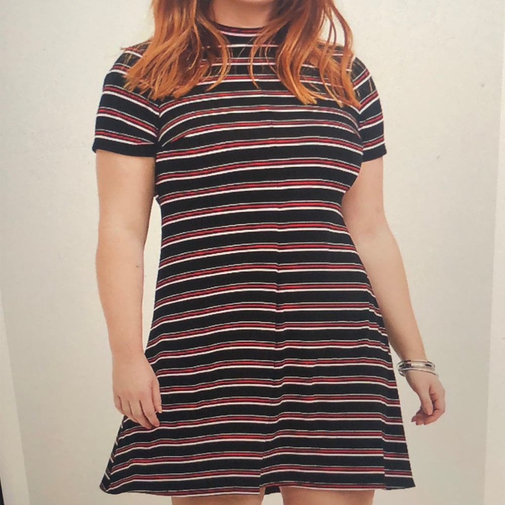 NWT Torrid Striped Rib Mockneck Trapeze Dress